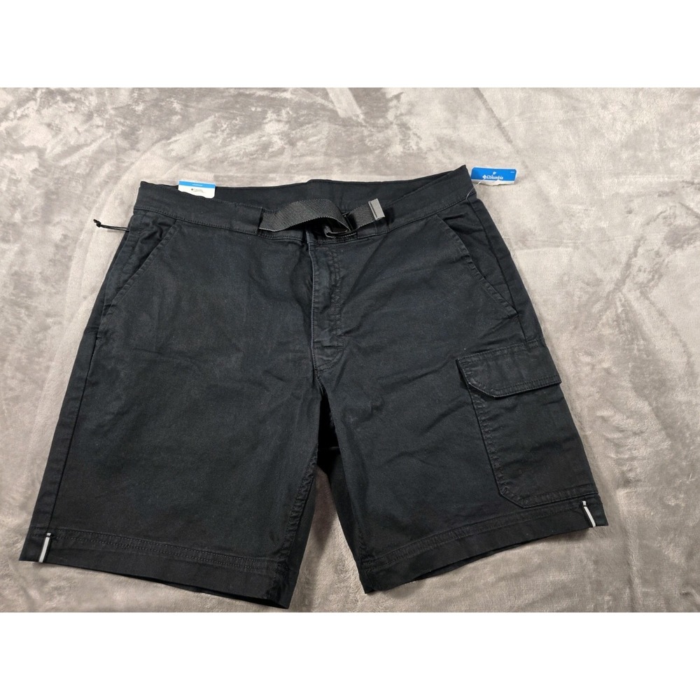 NWT Columbia Belted Canvas Cargo Shorts Active Fit Men's 32x8/Black/Casual